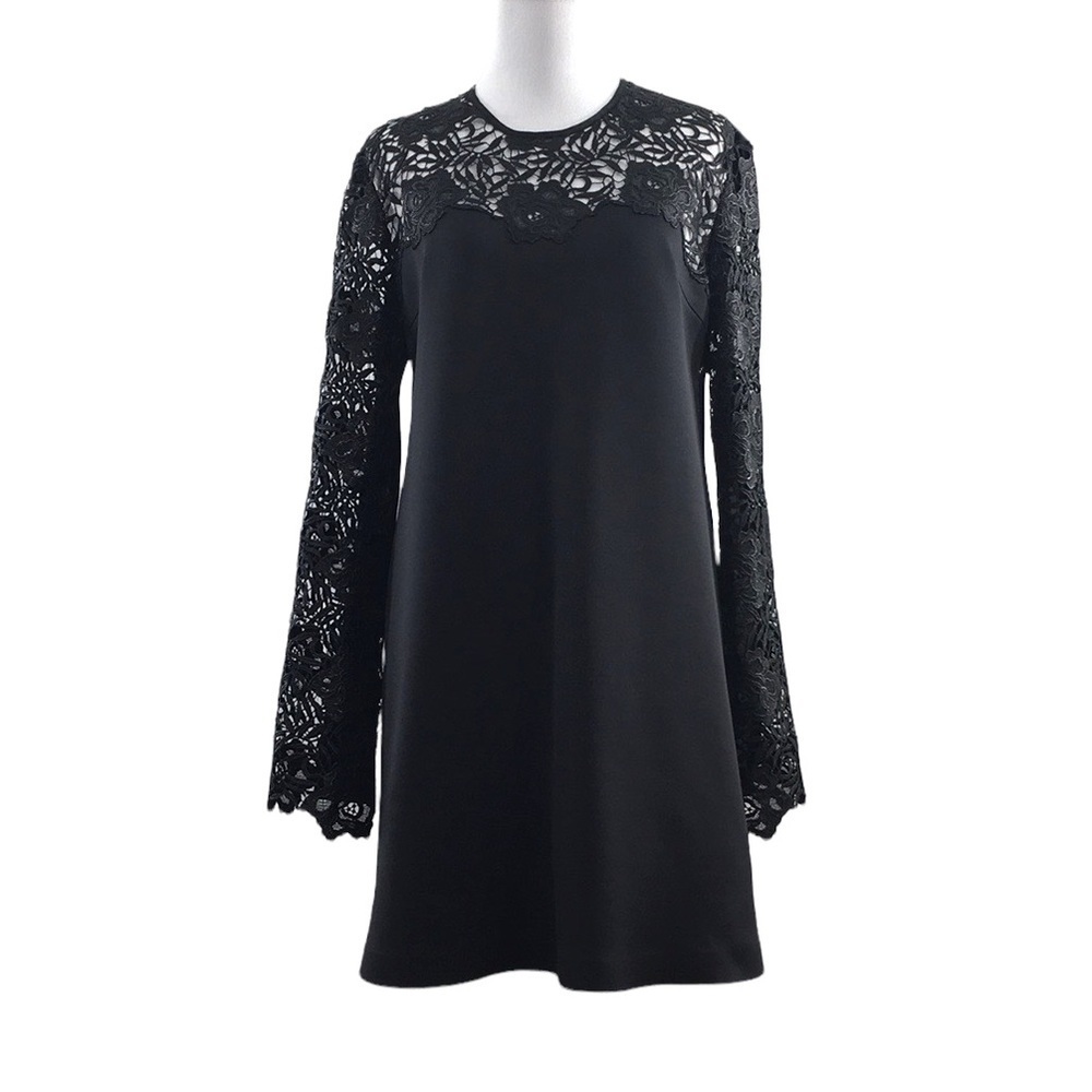 Clover‎ Canyon Black Lace Sleeve Mini Dress Womens Medium Swing Shift